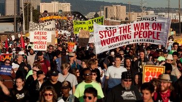 Die Occupy Wall Street Bewegung hat den Hafen in Oakland besetzt. | Bild: Peter Dasilva