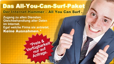 Werbebanner für All-You-Can-Surf Paket, Netzneutralität | Bild: colourbox.com/Montage:BR