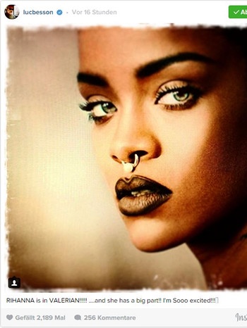 Rihanna  | Bild: Screenshot // Instagram: lucbesson
