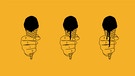 Illustration: Drei Hände, jede hält eine Eistüte. Bei der zweiten Tüte schmilzt das Eis, bei der dritten läuft es über die Finger. | Bild: BR 
