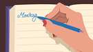 Tagebuchtrend Journaling, Hand schreibt in ihr Tagebuch | Bild: BR/ Grafiker