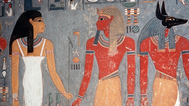 Geschichte der Schönheit: Ägypten: Wandmalerei im Grab von Pharao Haremhab. | Bild: Kurt Scholz/picture-alliance/dpa