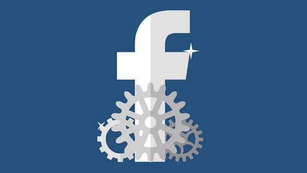 Facebook-Logo mit Zahnrädern dran  | Bild: BR