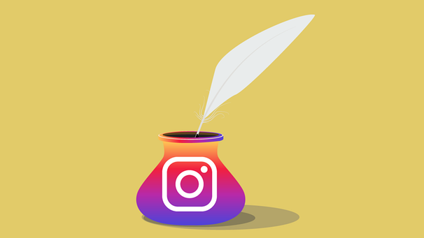 Ein Tintenfass mit dem Instagram-Logo darin | Bild: BR