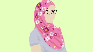 Eine Muslimin mit Blümchen-Kopftuch | Bild: BR
