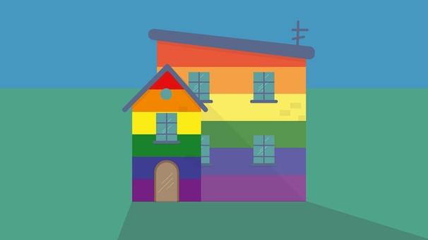 Grafik, Haus in Regenbogenfarben | Bild: BR