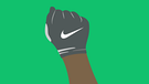 Faust mit schwarzem Handschuh und Nike Logo | Bild: BR