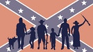 Republikanische Familie mit Waffen und Hund vor einer Südstaaten Flagge | Bild: BR