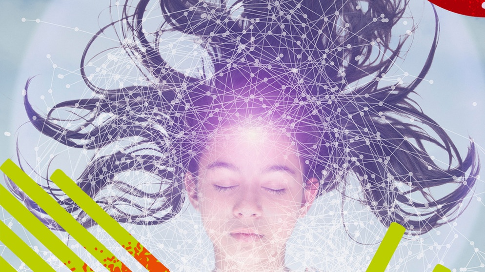 Bildmontage eines schlafenden Mädchens mit einem Illustrierten Netz um den Kopf herum. | Bild: picture alliance / Bildagentur-online/Blend Images | Blend Images/Donald Iain Smith/ Bildmontage BR