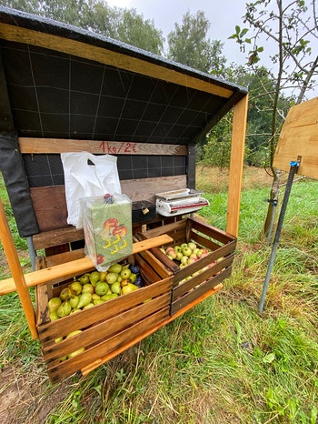 Äpfel zum Verkauf am Feldrand | Bild: Bogdan Kramliczek, BR