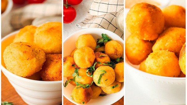 Frittiertes Gericht in drei Varianten | Bild: mauritius images / Pixel-shot / Alamy / Alamy Stock Photos