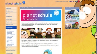 Screenshot der Startseite von planet-schule.de für die Grundschule von SWR und WDR | Bild: SWR/WDR