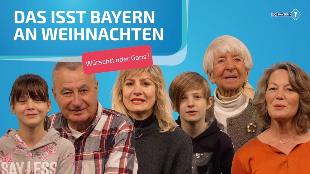 Bild mit verschiedenen Porträts und der Frage "Was isst Bayern an Weihnchten?" | Bild: BR, Bogdan Kramliczek