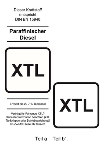 Kennzeichnung von Diesel XtL | Bild: Bundesumweltministerium 2023, www.bmuv.de/faqs/10-bimschv