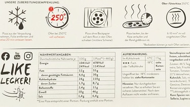 Nährwerttabelle einer Tiefkühl-Pizza | Bild: BR