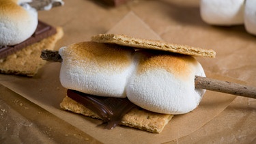 Gegrillte Marshmallows mit Schokolade und Cracker - Smore's | Bild: mauritius-images