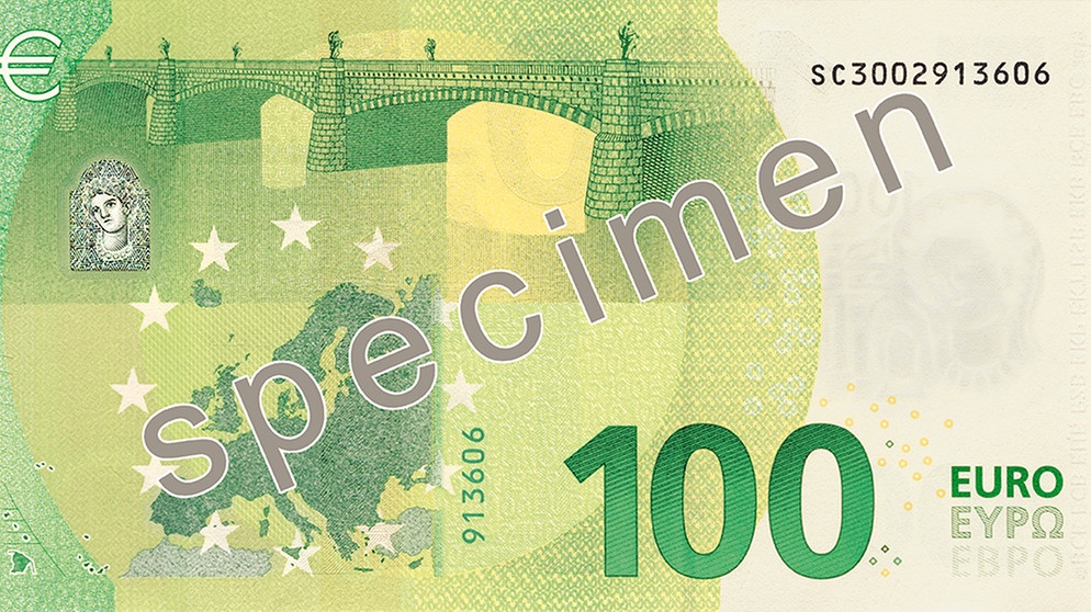 Muster eines 100 Euros Scheins von 2019 | Bild: bundesbank.de