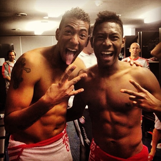 FCB-Spieler Jérôme Boateng und David Alabai posten Fotos nach Sieg über Eintracht Frankfurt in sozialen Netzwerken | Bild: @David_Alaba (Twitteraccount)