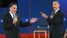 Herausforderer Mitt Romney und Präsident Barack Obama beim zweiten TV-Duell | Bild: picture-alliance/dpa