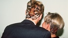 Stefan Effenberg mit seiner damaligen Frau Martina. Auf einem Hinterkopf wurde das Konterfei eines Tigers gefärbt. | Bild: picture-alliance/dpa