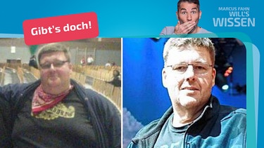 Reinhard Stummreiter von der Altneihauser Feierwehrkapell'n  bevor und nachdem er 150 kg abgenommen hat. | Bild: privat