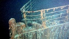 Der Bug der Titanic aufgenommen von einem Tauchroboter. | Bild: picture-alliance/dpa