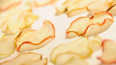 Apfelscheiben trocknen auf einer Unterlage | Bild: colourbox.com