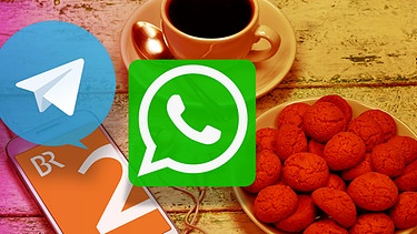 Symbolbild WhatsApp-Newsletter: Smartphone mit WhatsApp-Symbol | Bild: colourbox.com / Montage: BR
