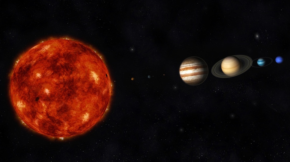 Digitale Illustration unseres Sonnensystems | Bild: picture-alliance/dpa