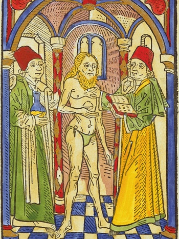 Der Aussatzschaumann / Holzschnitt 1482, nachträglich koloriert, aus dem Buch der Natur (um 1349-51, Ausgabe 1482), von Konrad von Megenberg | Bild: picture-alliance/dpa