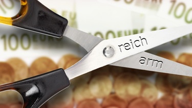 Symbolbild soziale Schere, Kluft zwischen Arm und Reich | Bild: picture alliance / imageBROKER