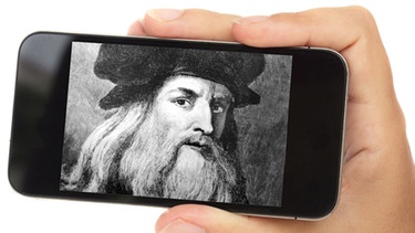 Ein Bild von Leonardo da Vinci auf dem Bildschirm eines Smartphones | Bild: dpa-Bildfunk / Colourbox.de / Montage: BR
