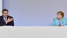 03.06.2020, Berlin: Bundeskanzlerin Angela Merkel und Markus Söder, Ministerpräsident von Bayern und Vorsitzender der CSU, sprechen bei einer Pressekonferenz im Bundeskanzleramt. Bund und Länder legen im Kampf gegen die Folgen der Corona-Pandemie in den Jahren 2020 und 2021 ein Konjunkturpaket im Umfang von 130 Milliarden Euro auf. Foto: John Macdougall/AFP/POOL/dpa +++ dpa-Bildfunk +++ | Bild: dpa-Bildfunk/John Macdougall