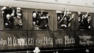 Mobilmachung 1914: Bayerische Soldaten winken in euphorischem Glauben an einen schnellen Sieg aus den Fenstern eines Zuges, der sie an die Front bringt | Bild: picture-alliance/dpa