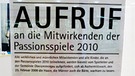 Plakat für die Mitarbeiter der Passionsspiele Oberammergau (2010) | Bild: Viola Schenz