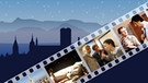 Filmszenen in einem Filmstreifen vor der Silhouette Münchens | Bild: BR, picture-alliance/dpa, BR/Stephen Power, BR/balance-film; Montage: BR