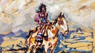 Blackfeet-Krieger zu Pferde, 1913/14, Öl auf Malkarton, 83 × 60 cm. Sammlung Reisch, Kitzbühel | Bild: MFK, Marietta Weidner