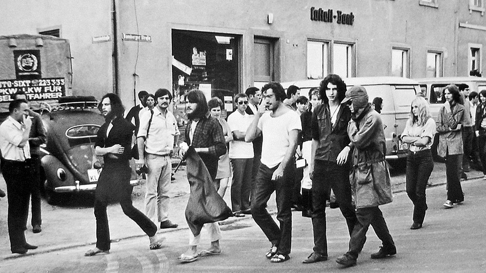 Demonstranten in der Bamberger Straße (Ebrach 1969) | Bild: Archiv Markt Ebrach