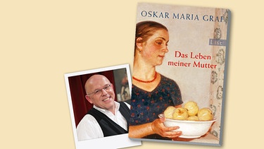 Polaroid mit Jürgen Kirner neben dem Buch-Cover "Das Leben meiner Mutter" von Oskar Maria Graf | Bild: List Verlag; Montage: BR