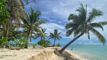 An der Küste von Viti Levu, der Hauptinsel Fidschis, sind die Auswirkungen der Klimakrise deutlich zu spüren: Erosion und immer heftigere und häufigere Wirbelstürme | Bild: NDR / Lena Bodewein
