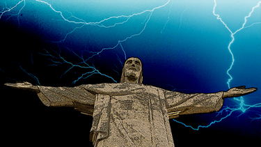 Illu: Jesus am Zuckerhut vor Gewitter | Bild: picture-alliance/dpa; BR