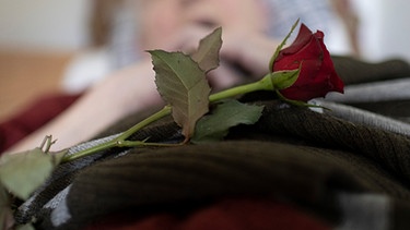 Wenn die Eltern sterben. Über Abschied und Versöhnung - Symbolbild (Rose auf dem Totenbett)  | Bild:  picture alliance_photothek_Ute Grabowsky
