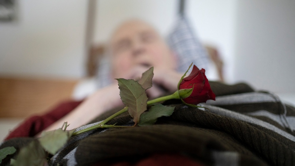 Wenn die Eltern sterben. Über Abschied und Versöhnung - Symbolbild (Rose auf dem Totenbett)  | Bild:  picture alliance_photothek_Ute Grabowsky