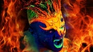 Geschminkte Person in Flammen | Bild: colourbox.com/BR Montage