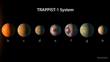 Von der U.S. NASA entdeckte erdähnliche Planeten | Bild: picture-alliance/dpa