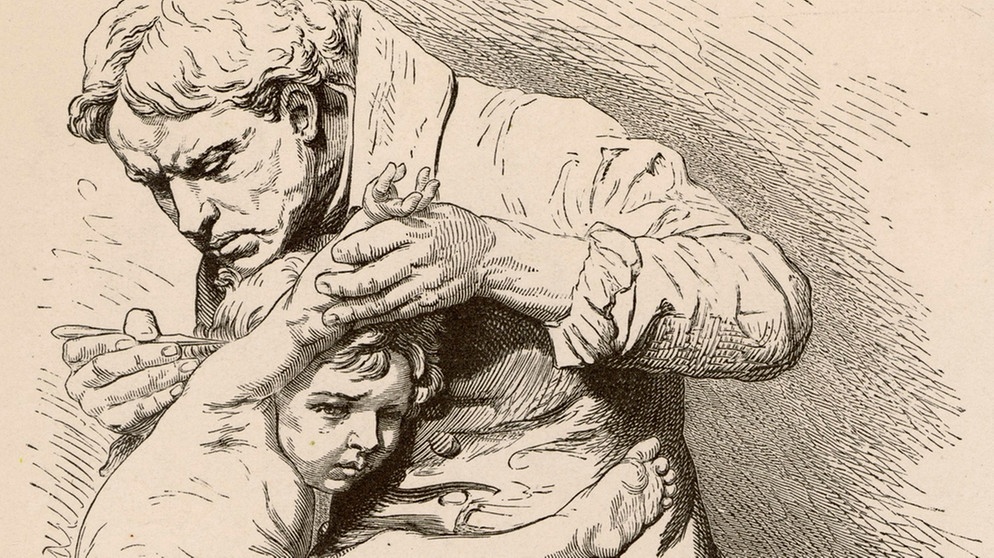 Mann impft Kind im 18.Jahrhundert | Bild: picture-alliance/dpa