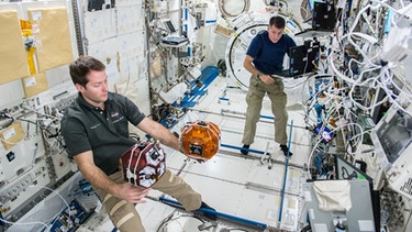 Die Astronauten Thomas Pesquet und Shane Kimbrough in der Internationalen Raumstation ISS | Bild: picture-alliance/dpa