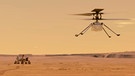 Die von der NASA zur Verfügung gestellte Illustration zeigt den Helikopter "Ingenuity" auf dem Mars | Bild: dpa-Bildfunk