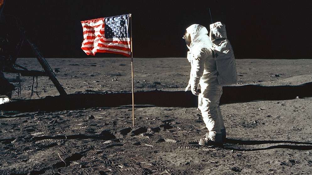 Astronaut Buzz Aldrin bei der ersten Mondlandung am 20. Juli 1969 | Bild: picture-alliance/dpa