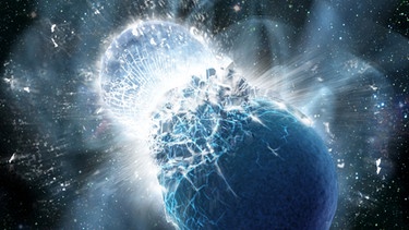 Künstlerische Darstellung zweier verschmelzender Neutronensterne | Bild: picture-alliance/dpa